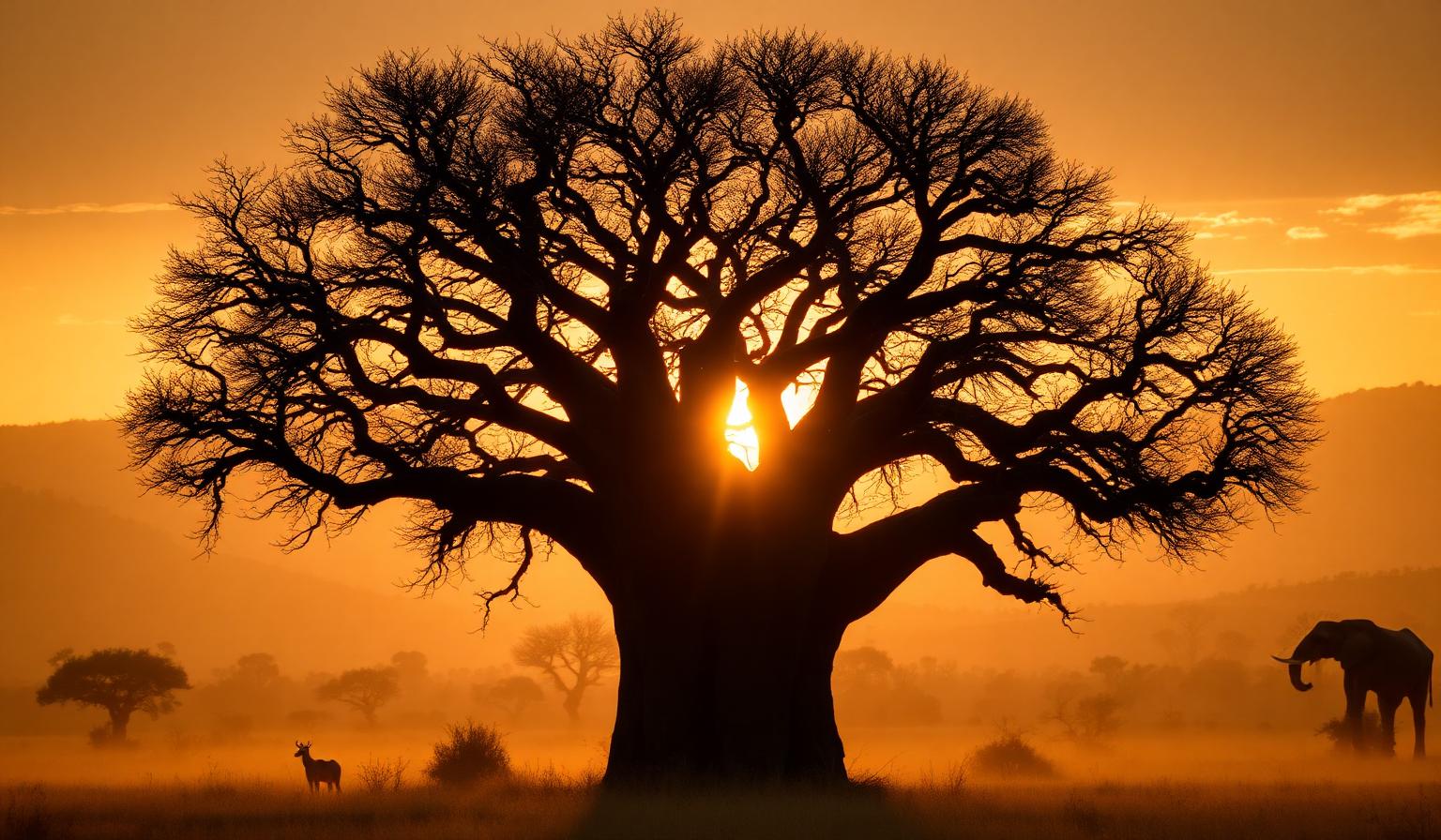 Baobab majestueux au lever du soleil — symbole du temps long